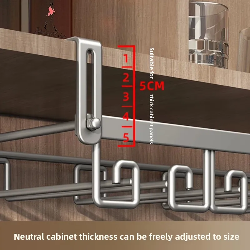 Luxury Thickened Carbon Steel Adhesive Mount Wine Rack No-Drill Deformation-Proof Goblet Storage for Bar Cabinet Display Shelf