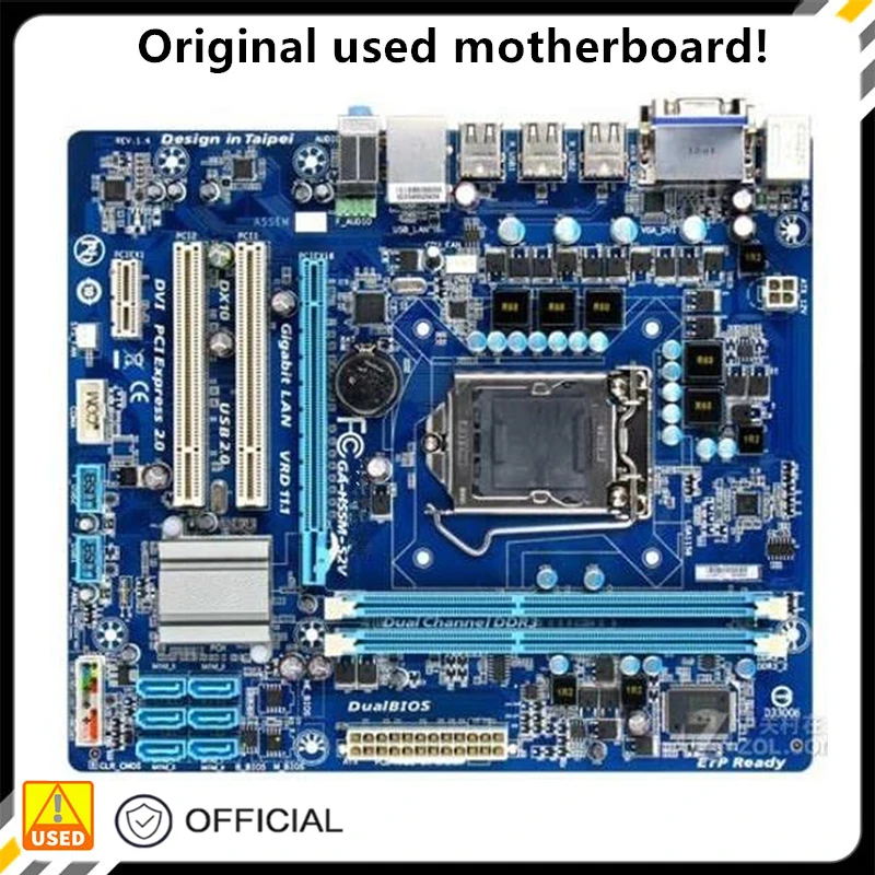 

For GA-H55M-S2V H55M-S2V Motherboard LGA 1156 DDR3 8GB For Intel H55 P7H55 Desktop Mainboard SATA II PCI-E X16 Used AMI BIOS