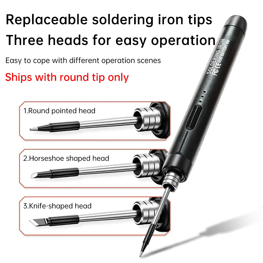 800mAh USB 5V 8W Electric Soldering Iron Kit Mini Cordless Adjustable Temperature 300-450℃ Smart Welding Solder Tool