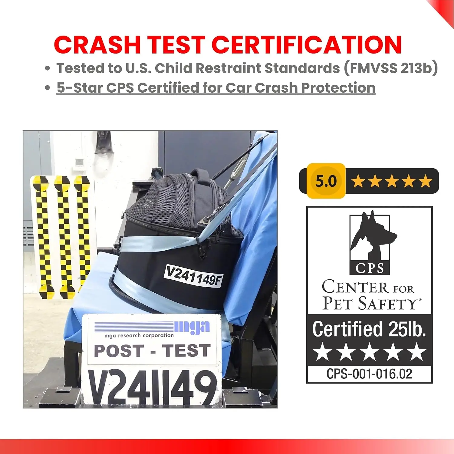 Crash-Tested Small Dog Car Seat | CPS Certified Crash Protection | 3-in-1 Portable Dog Car Seat, Indoor Enclosed Cat Bed & Round