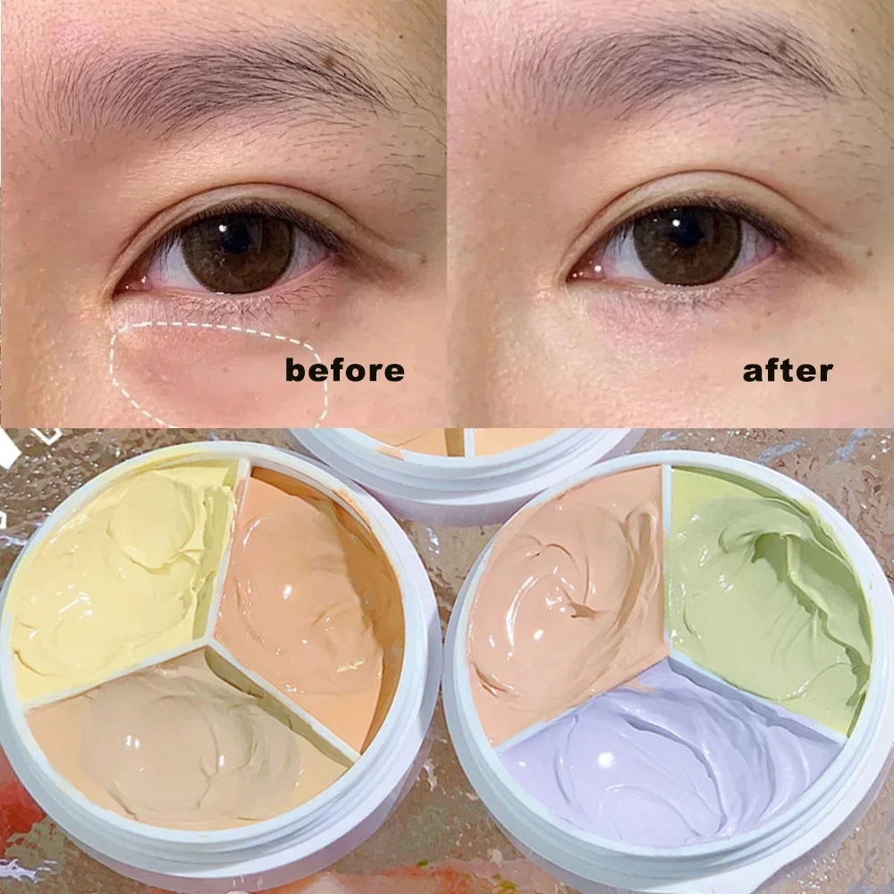 Three-color Moisturizing Concealer Palette Waterproof Lasting Foundation Cream Full Coverage Dark Eye Circles Brighten Skin Tone