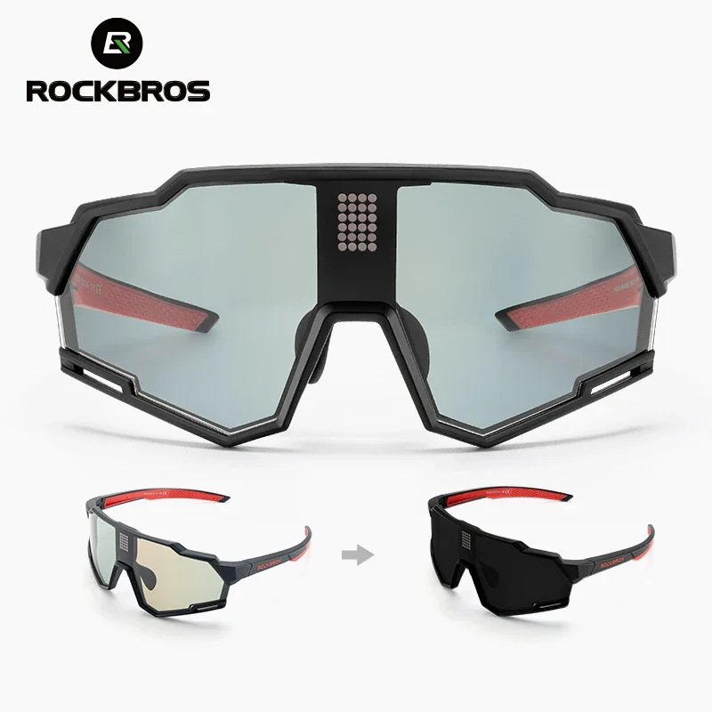 ROCKBROS Bicycle Sunglasses Polarized & Photochromic Electronic Color Change Cycling Glasses UV400 Bike Eyewear Sports Goggles