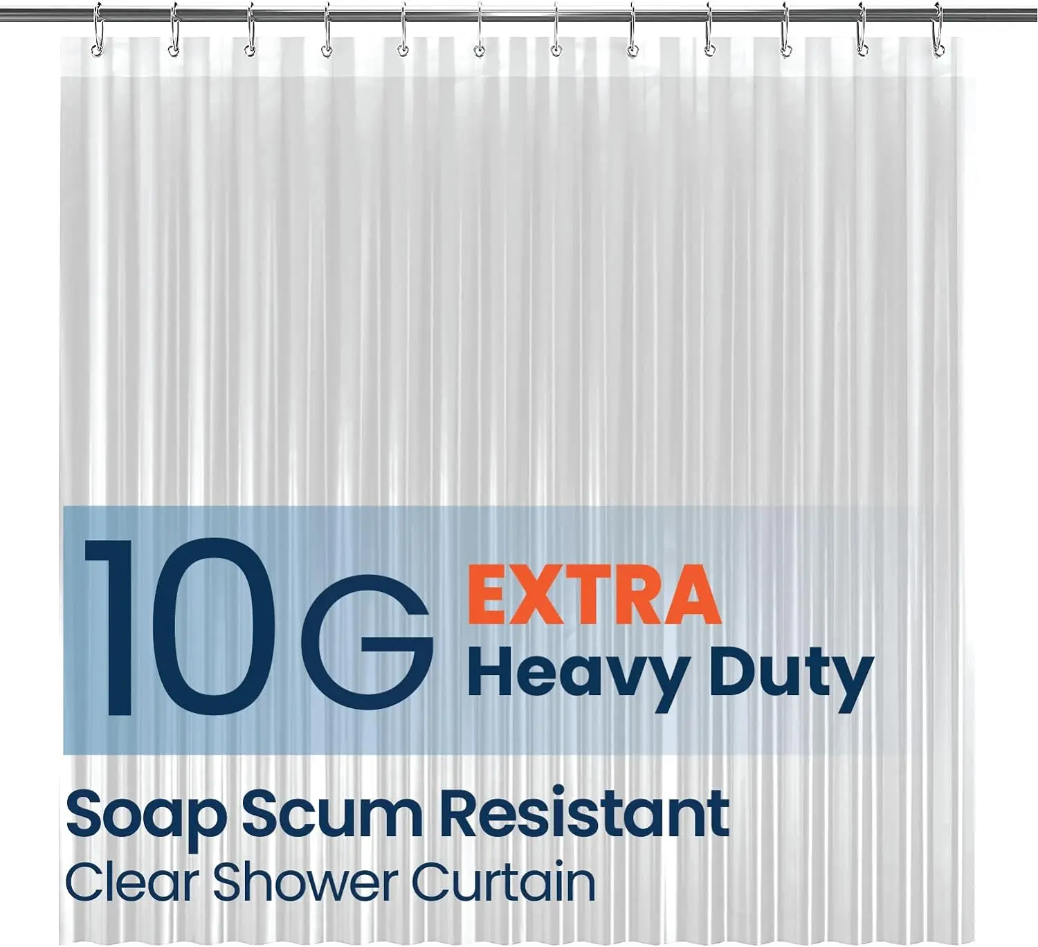 

Bathroom Shower Curtain - Waterproof Plastic Shower Curtain Premium PEVA Non-Toxic with Rust Proof Grommets 10G Heavy Duty Bathr