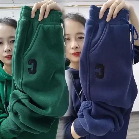 

plus Size Women's Fce Lined Thi Casual Sweatpants Autumn Winter New Arrival European Sle Commute Wind Long Pants