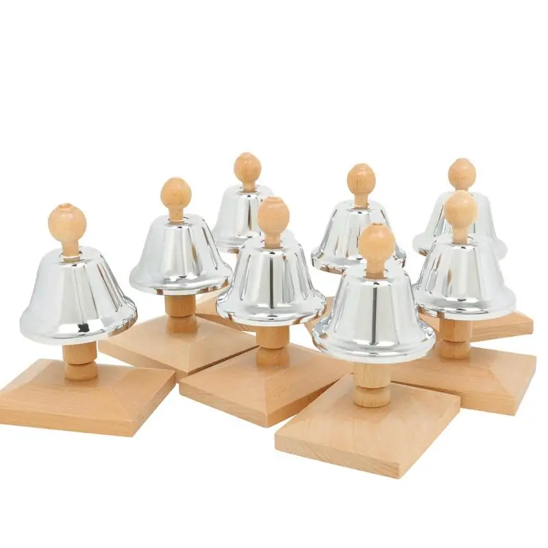 Percussion 8-Note Bell Set Beech Eight-Tone Melody Bell Children Music Enlightenment Sense Bell Handbell Class Bell