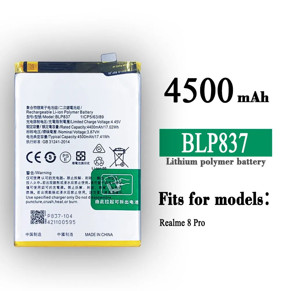 Suitable For OPPO Realme 8 Pro Mobile Phone BLP837 New Internal Battery 4500mAh