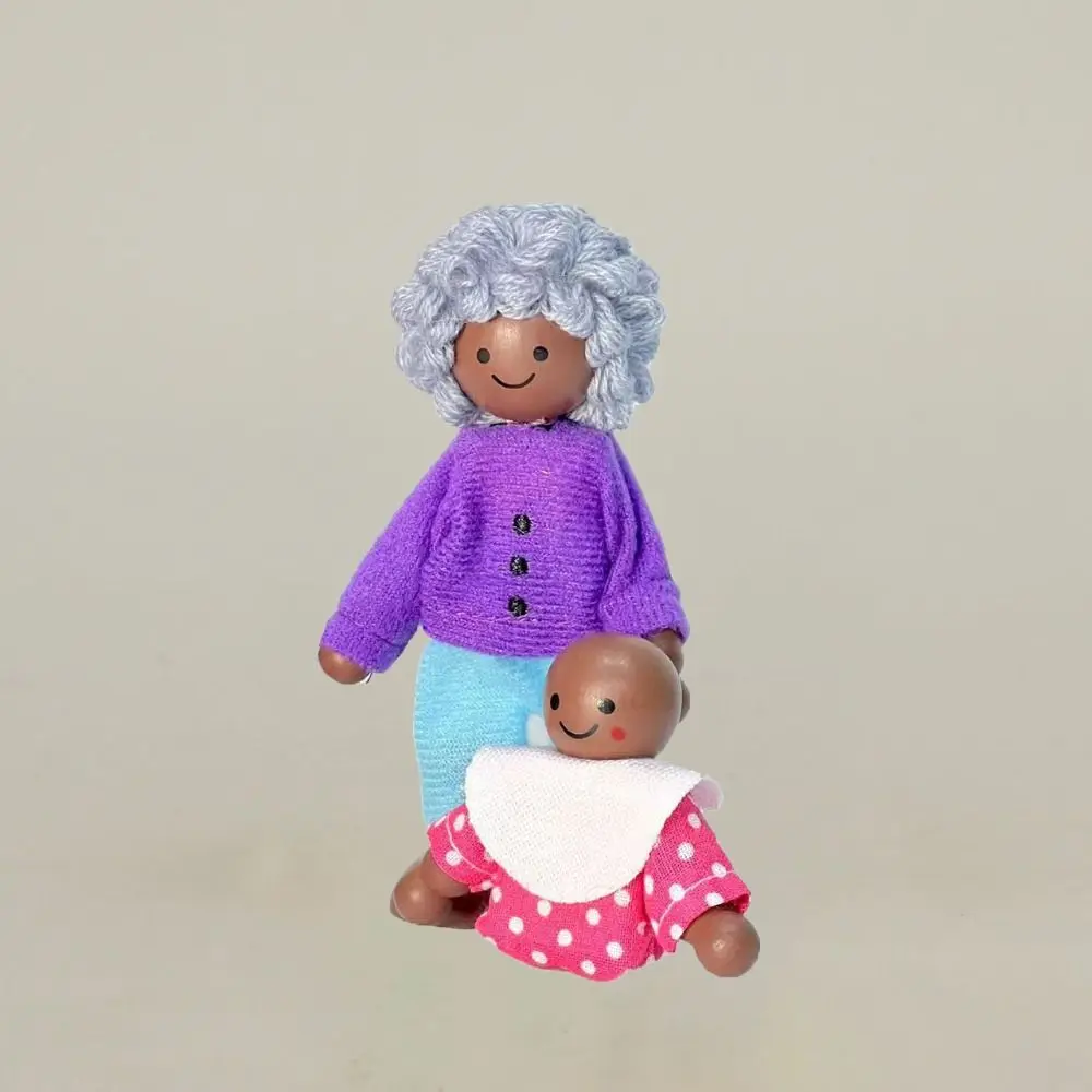 

8pcs/set Simulation Wooden Furniture Miniature Story-telling Jointed Dolls Mini Wood Family Doll Figures Characters