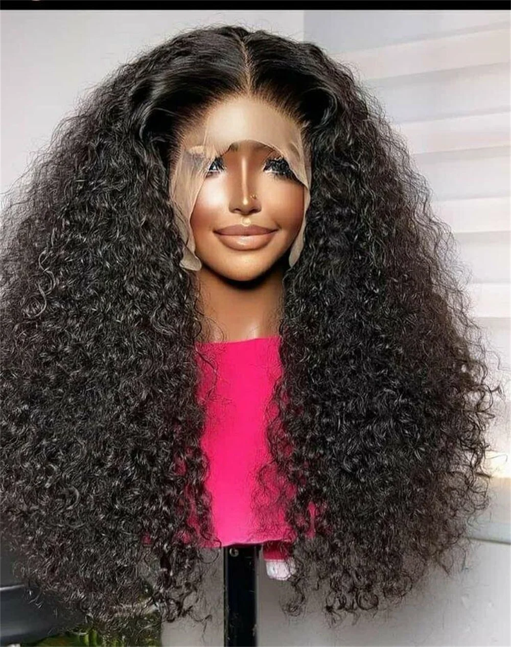 26 pulgadas suave Natural negro 180 densidad Largo rizado sin pegamento peluca con malla frontal profunda para mujeres con pelo de bebé prearrancado diario