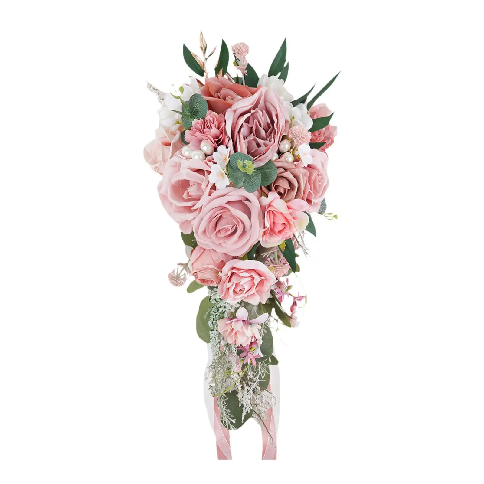 

Silk Teardrop Rose Bouquet Elegant Artificial Roses Bunch Cascading Bridal Bouquet for Party Wedding Bridal Ceremony Decor