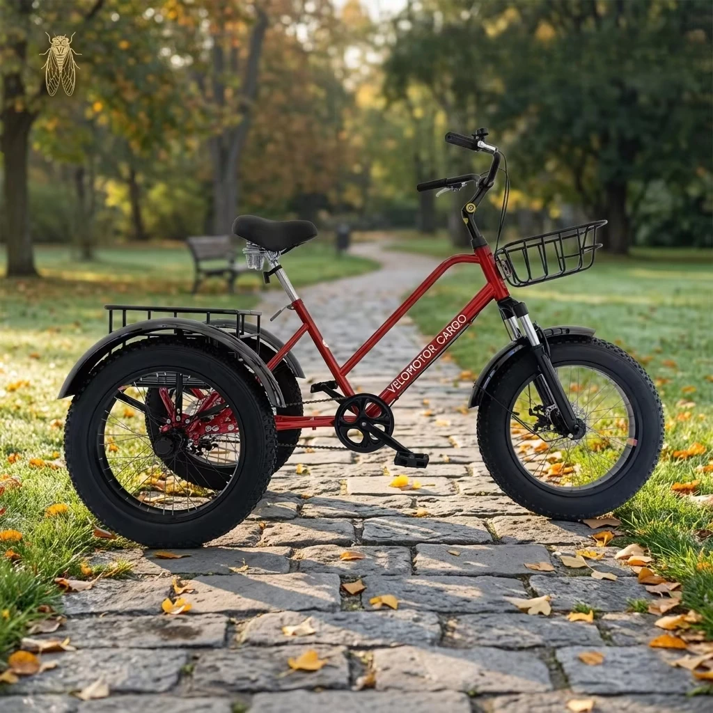 20-Inch snow mountain pedal tricycle with wide tires, 100 kg, 1.8 meters in length - alternative to human-powered bicycles