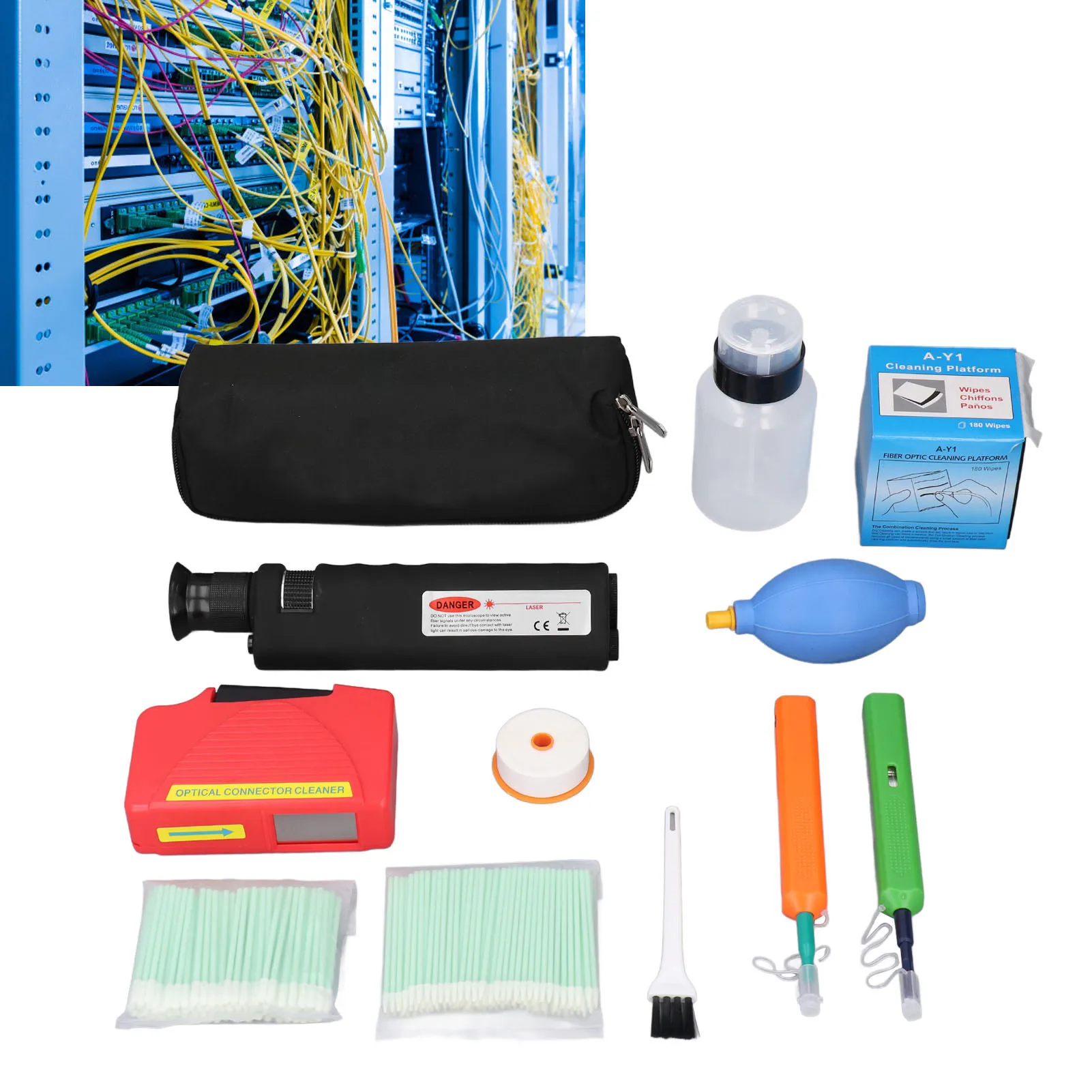 광학 클리닝 키트 광학 클리너 키트 13 in 1 휴대용 완전 경량 방진 FC SC ST용 보관 가방 포함