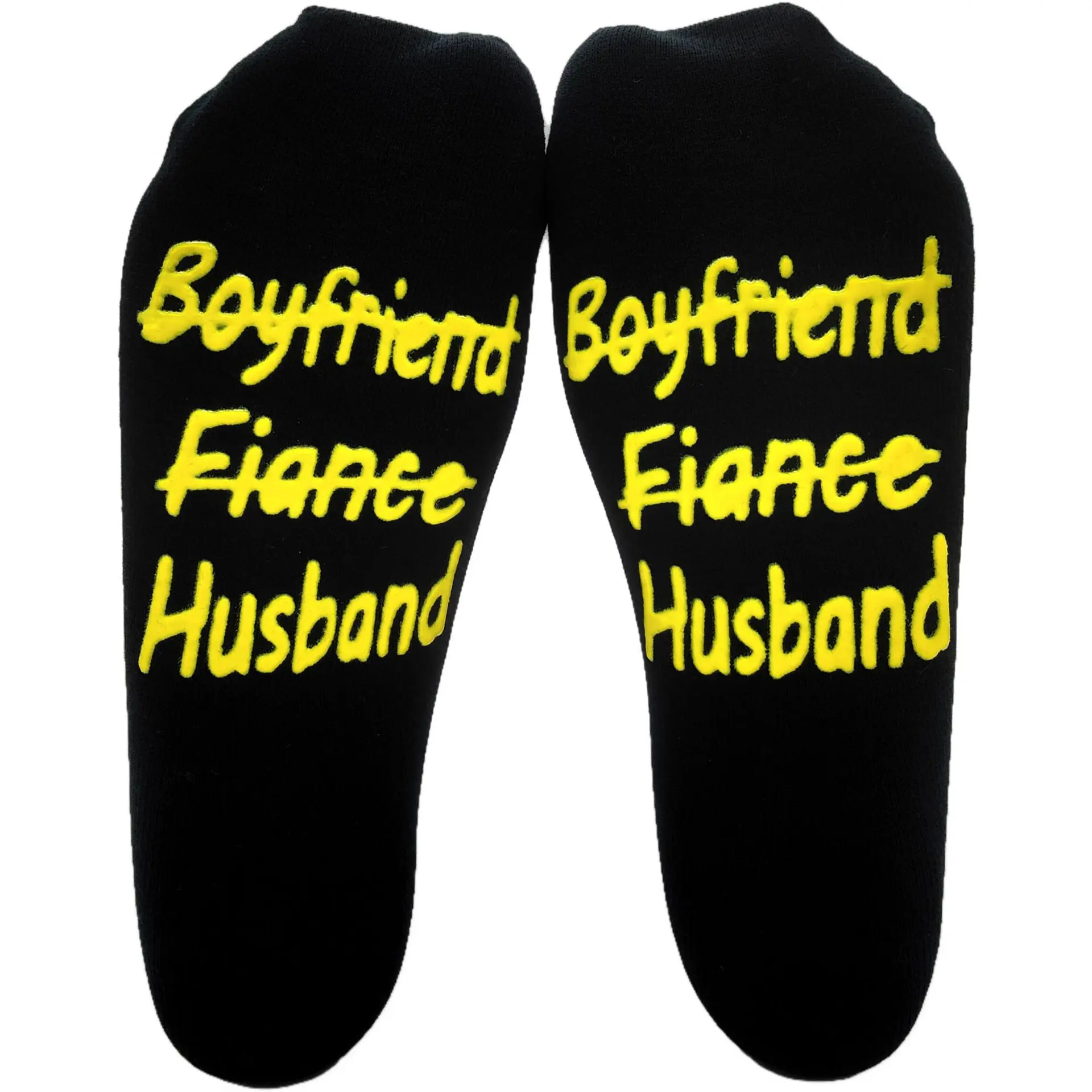 Husband wife groom and bride crew socks novel and interesting wedding set suitable for engagement party couples, black and white