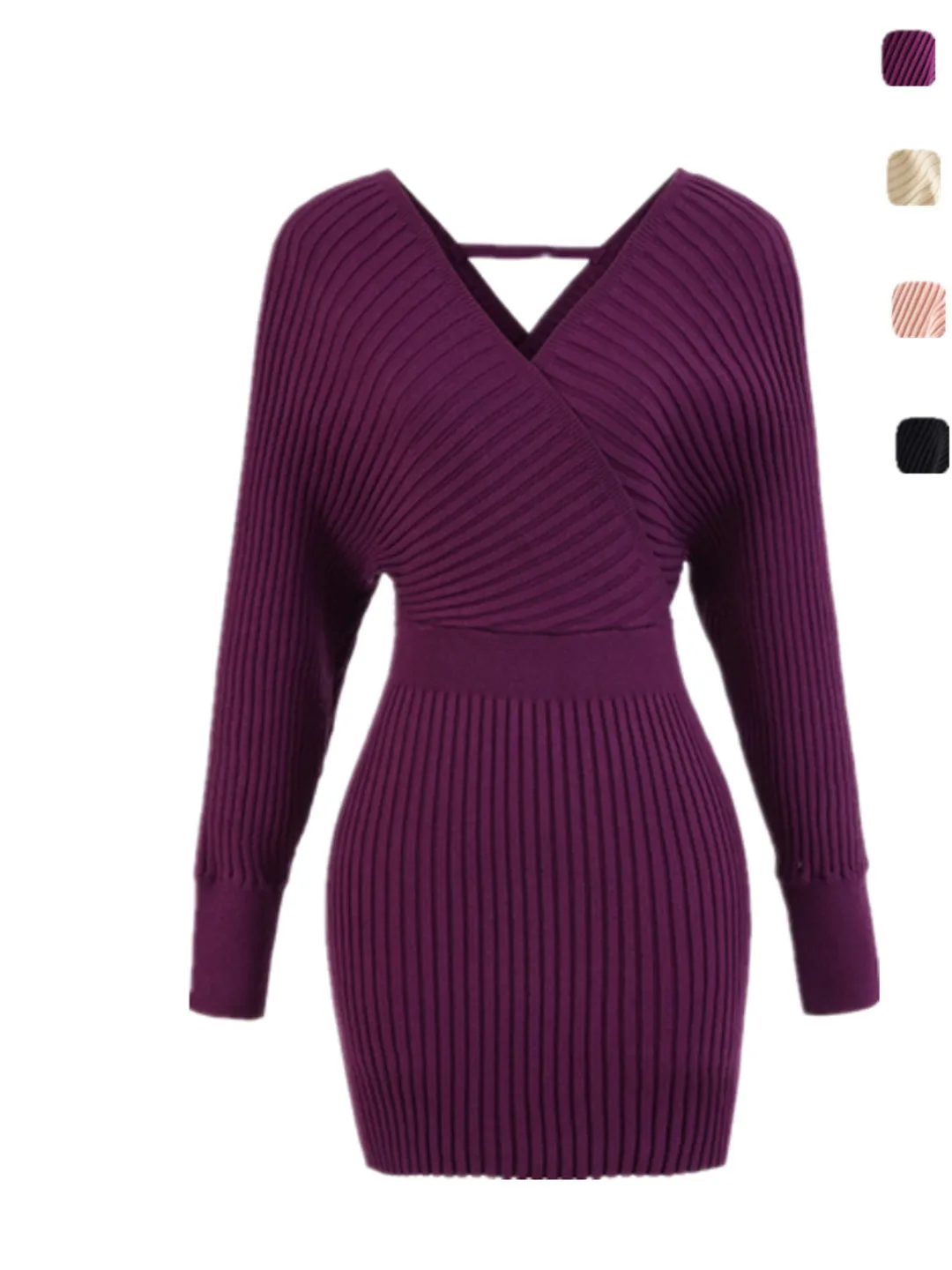 섹시하고 매혹적인 여성용 롱 니트 원숄더 크로스 브이넥 하이웨이스트 슬림핏 바디콘 스커트