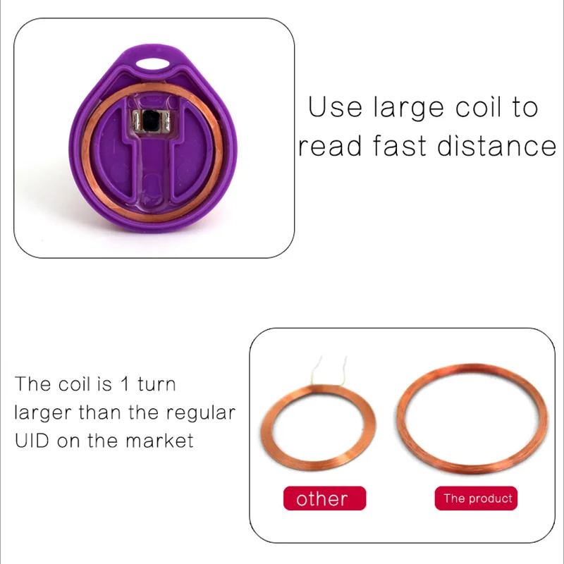 UID RFID Tag Keychain, bloco gravável, 1K S50, 13,56 MHz, ISO14443A, usado para copiar cartões, 5pcs