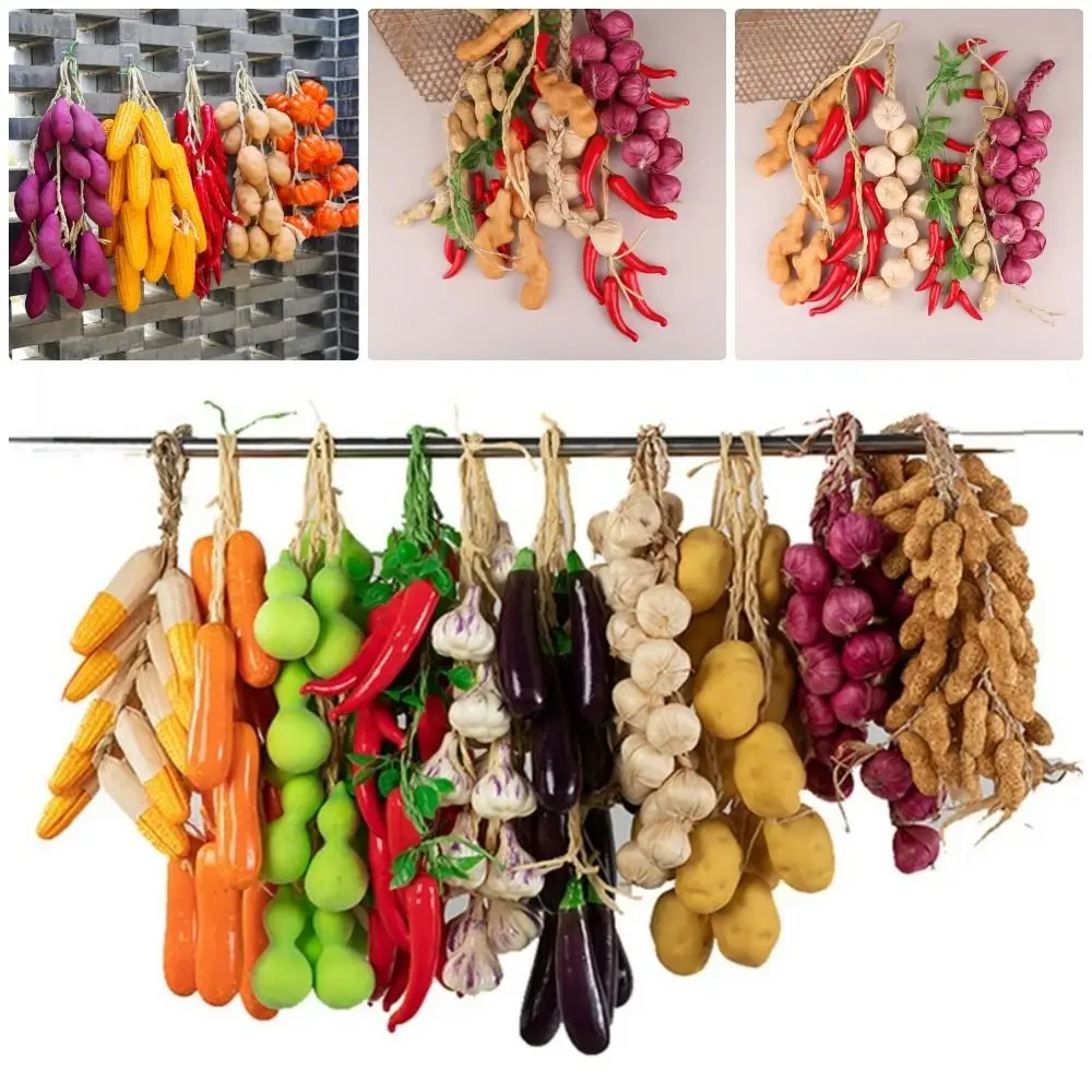 1Bunch Colorful Simulation Foam Vegetables Hanging Home Decor Kitchen Decoration Hanging Artificial String Fake Corn