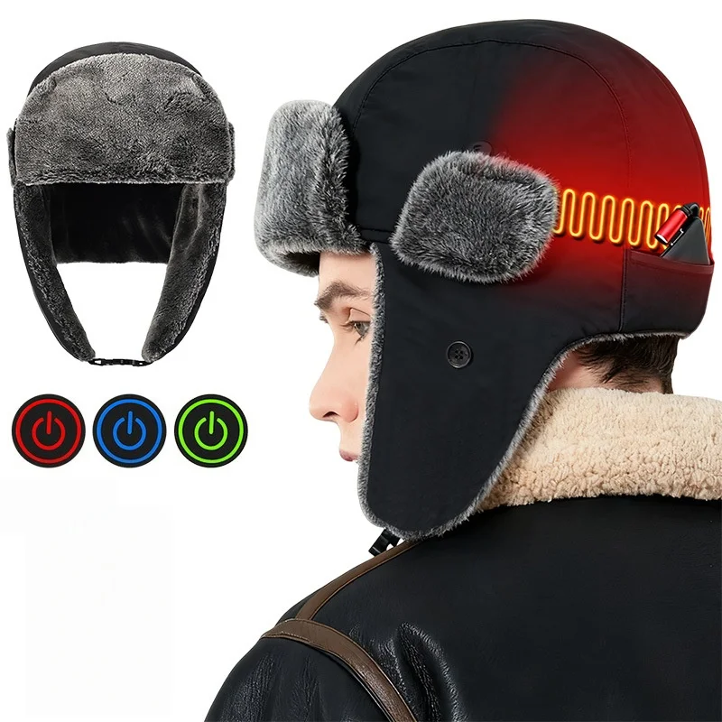 

Heated Hat Winter Thermal Cap With Windproof Design Fast Heating For Men Women Outdoor Sports（No battery included）