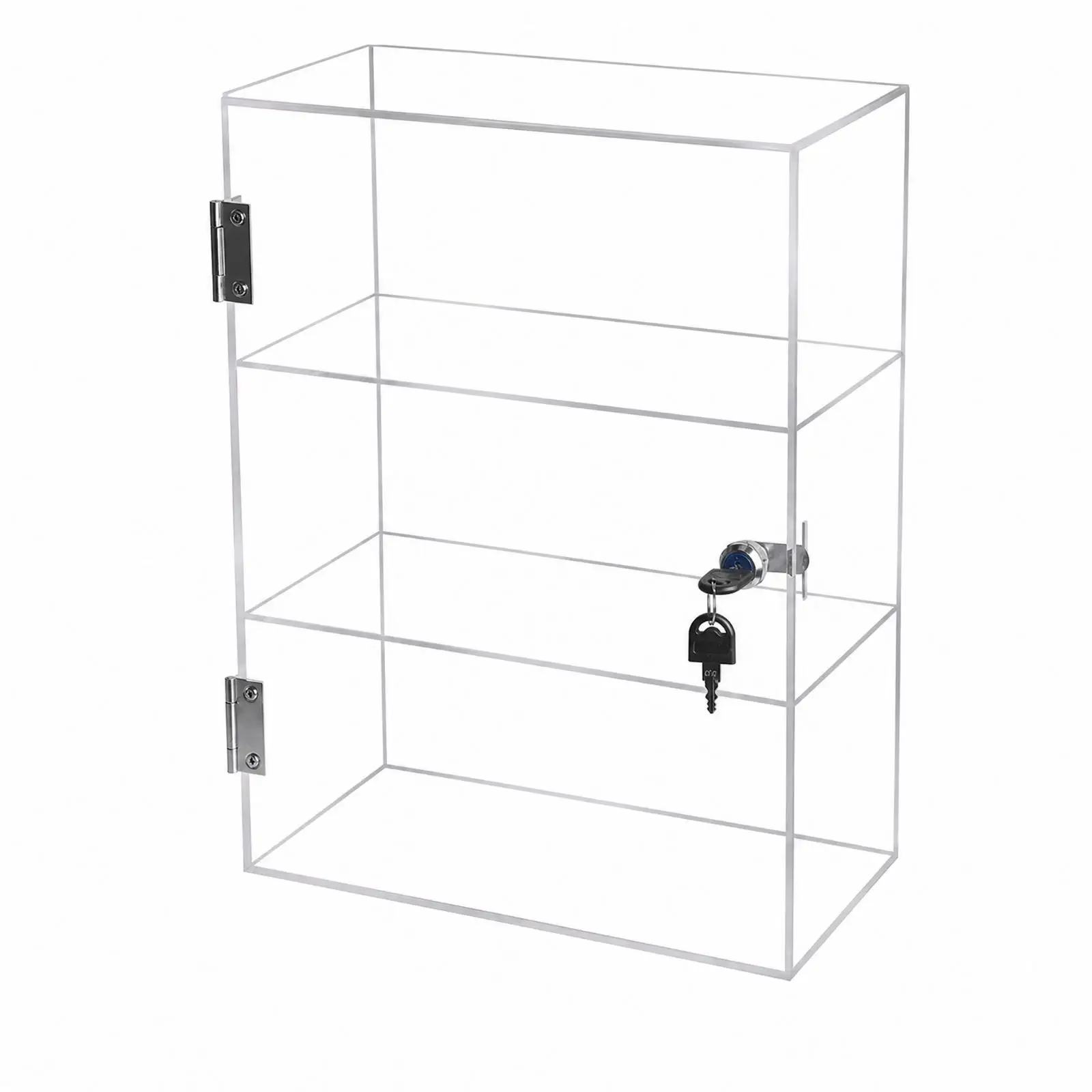 Clear Acrylic Display Cabinet with Locking Door for Collectibles Figurines and Jewelry Storage Case