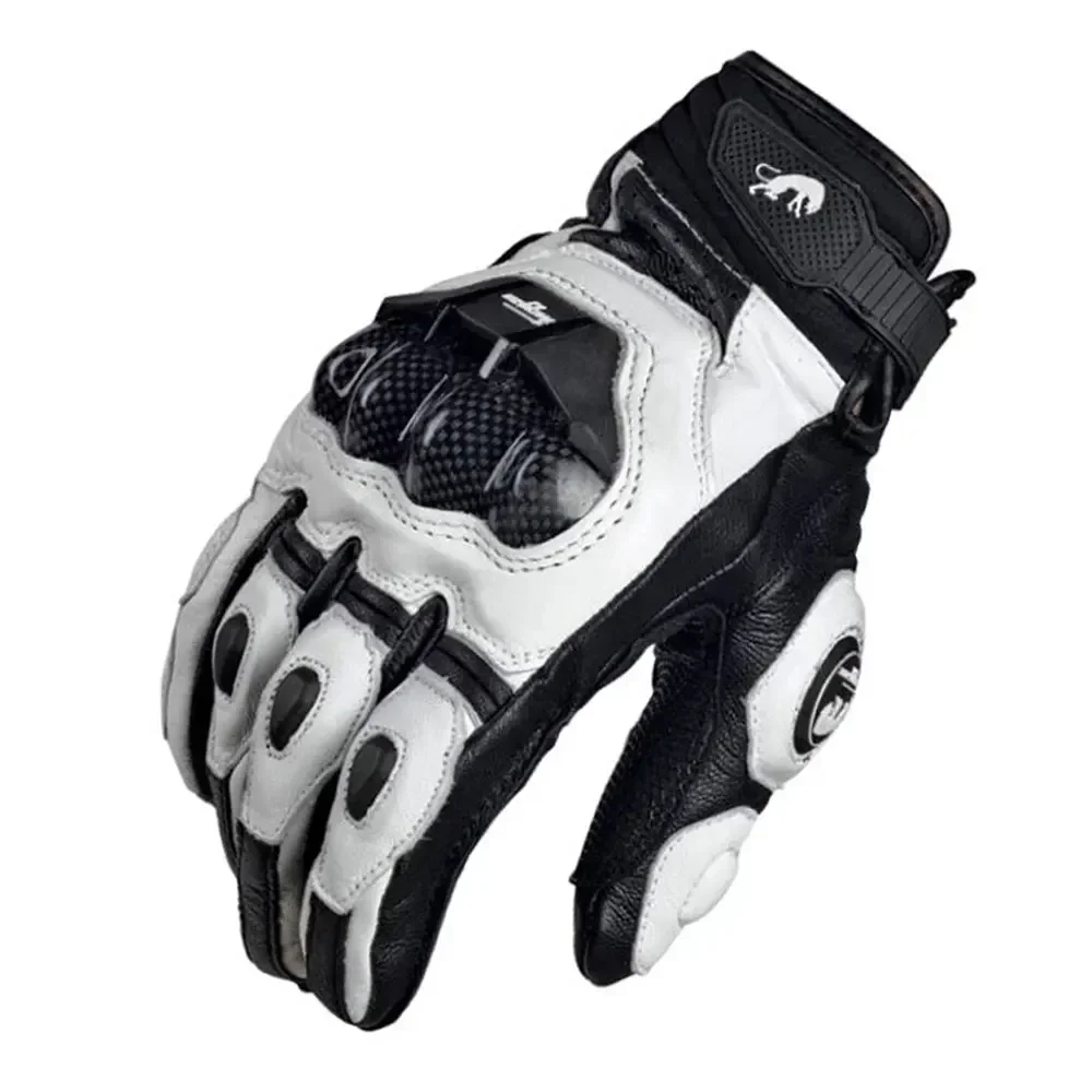 

Motorcycle Leather Carbon Fiber Gloves Black White Cross-country Mountain Bike Motorcycle Gloves Riding Motorcycle Rider Gloves