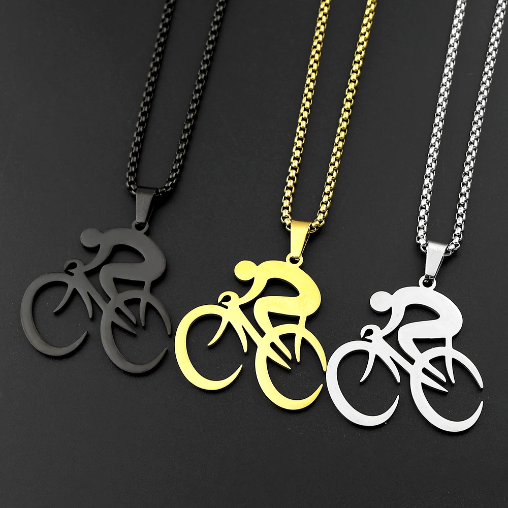 Free Spirit Fahrrad-Enthusiasten-Kette für Damen und Herren, Edelstahl, silberfarben, Sport, schlicht, männlich, Hip-Hop-Halskette, Schmuck, Collier – Detail 7