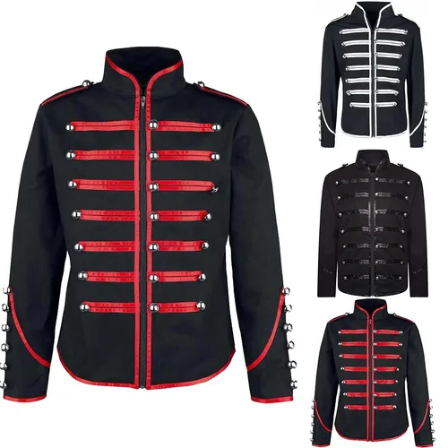 Chaqueta gótica Retro para hombre, abrigo Steampunk victoriano de la mañana, Top Steampunk con cuello levantado, manga larga, informal