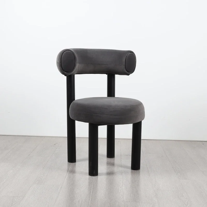 oft bag dining chair, curved back dressing chair, milk tea shop cake dessert shop, restaurant flannel solid wood chair