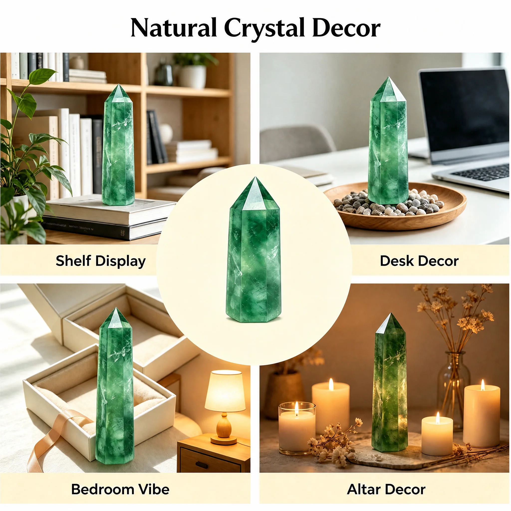 3 Pcs Large Size Natural Green - Healing Crystal Set recension och pris