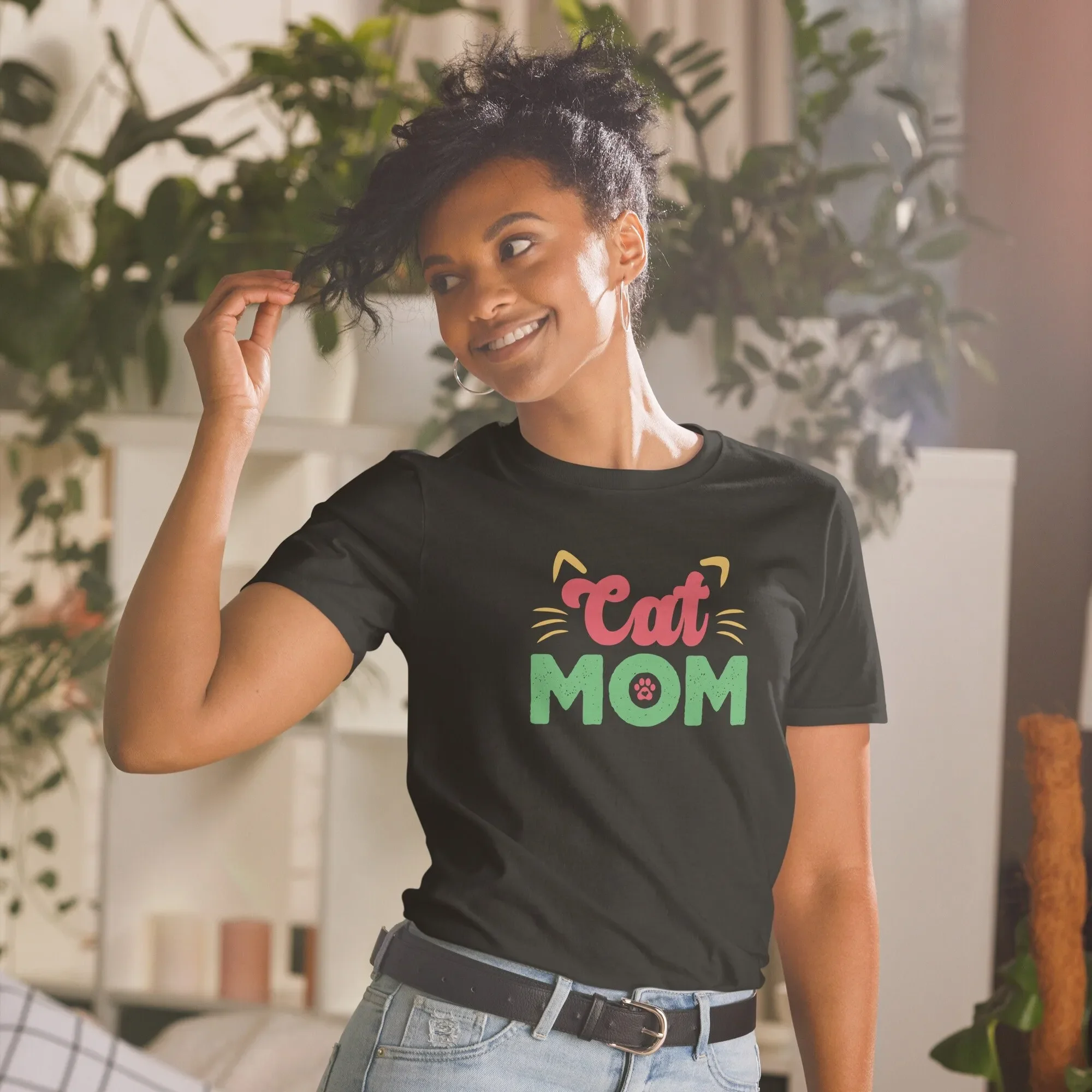Ultra Soft Trendy Retro Vintage Funny Fall Christmas Mom Cat Womens s for her T shirt Timeless Style