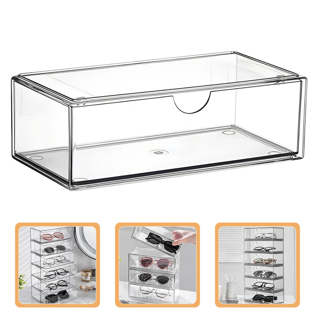 Transparent Stackable Drawer Sunglasses ganizer Storage Box Eyewear Display Case Jewelry Cosmetics Holder Sturdy Lightweight