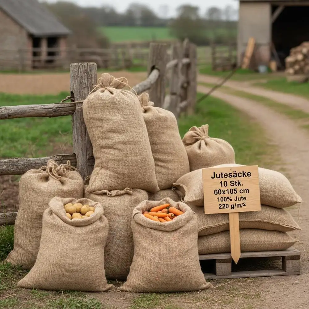 Sacs de rangement en jute 60 x 105 cm marron, 100% jute naturelle, sacs pliables résistants pour la maison, le jardin et le stockage alimentaire