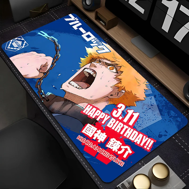 

Mouse Pad PC Accessories Keyboard Pad Office Desk Mat Anti Slip Anime Mousepad Rubber Tablet Pad Gaming B-blue Lock Extended Pad