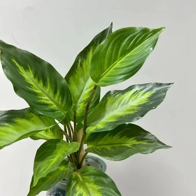 15 Zoll große künstliche Pflanze, tropischer Monstera-Palmenzweig, künstliches Schildkrötenblatt, künstliche Plastikpalme für Haus, Garten, Bürodekoration – Detail 7