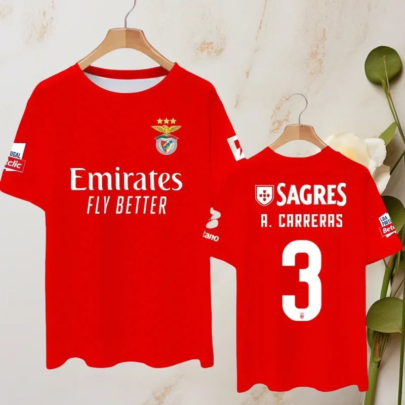 

Португальская футболка Super Benfica 3D Gedrukt Voetbalfans Korte mouwen Zomer 수пы Korte mouwen Спортивные футболки Топы