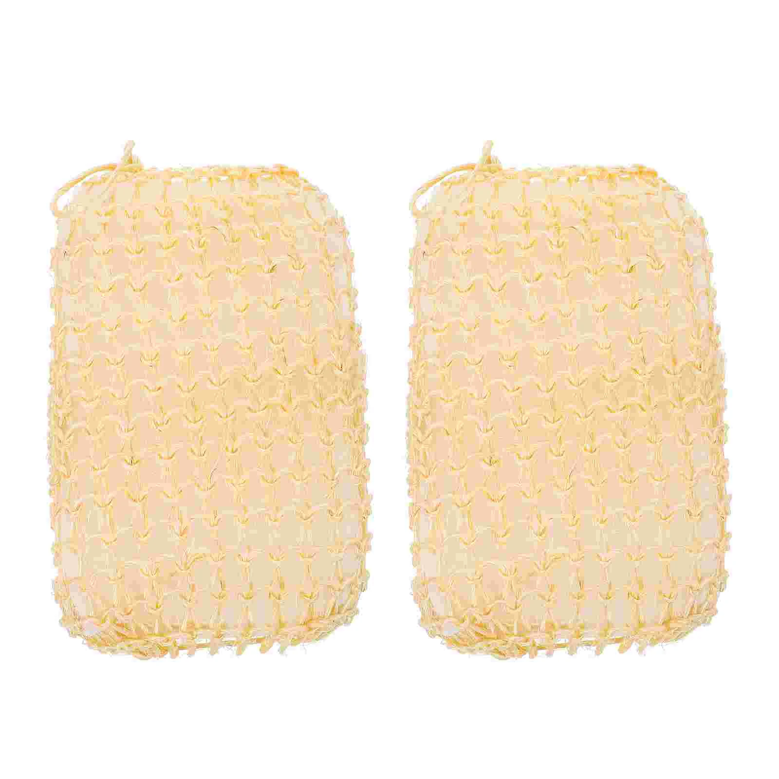 2 Pcs Sisal Sponges With Lanyard Body Scrubber Pads Bath Brush Exfoliating Body Scrubber Loofah for Deep Cleansing Massage