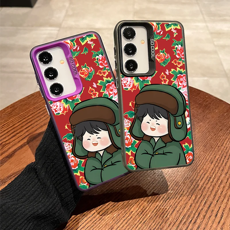 

For Samsung A 33 34 50 51 52 13 14 05 S 20 22 23 31 32 54 10 12 04 E G 03 4 5 Colorful Soft Phone Case Northeast Big Flower Boy