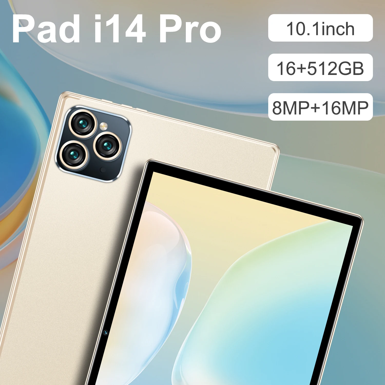 Tableta i14 Pro de 10,1 pulgadas, tablet con pantalla de JDLPB-2, 16GB + 512GB, precio de fábrica, Android, Notebook, WiFi, BT