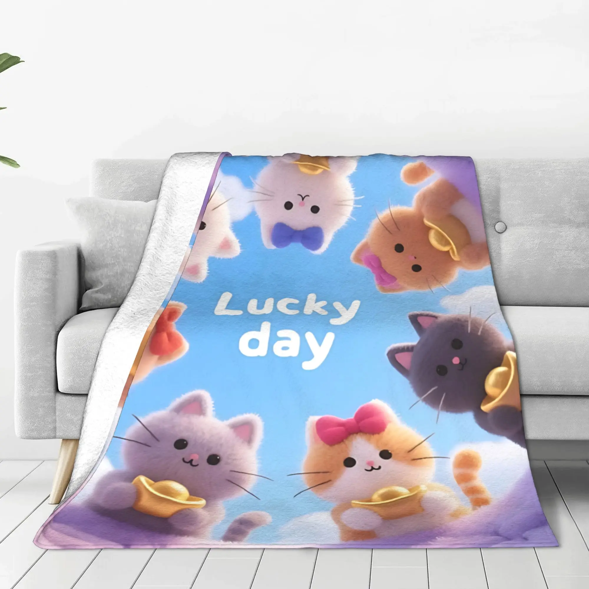 1PC British Shorthair Cat  Winter Blankets for Adults Bedding Home Interior Sofa Knee Black Friday Deals