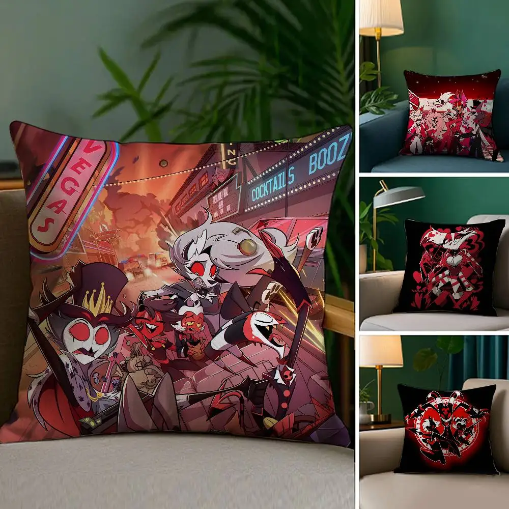 

Cartoon H-Hazbins H-HotelsS Pillow Case Soft Plush Fabric Double Sided Print Decorative Home Living Room Gift Cushion