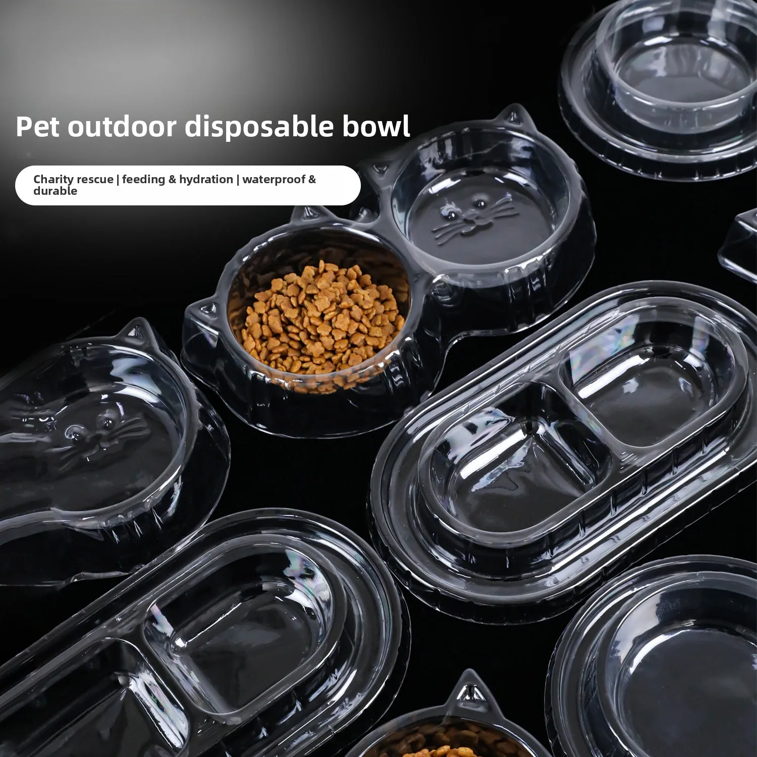 Bol jetable pour chat, bol anti-fourmis pour animaux de compagnie, léger, recyclable, en plastique, pour l'alimentation des chats et des chiens errants, bol rond