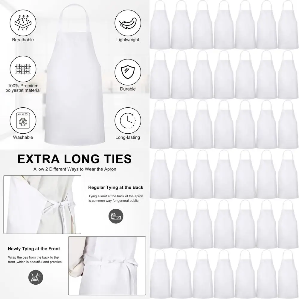 

24-Piece Unisex Bulk Aprons, Plain Machine Washable for Kitchen, BBQ, Crafting