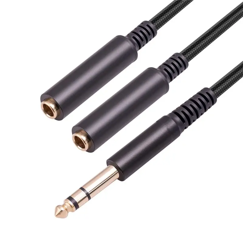 & Top 6.35 mm Male to 2 6.35 mm Female Audio Adapter Cable 1/4 6.35mm Plug to Dual 6.35mm Y Splitter Stereo Audio Cord