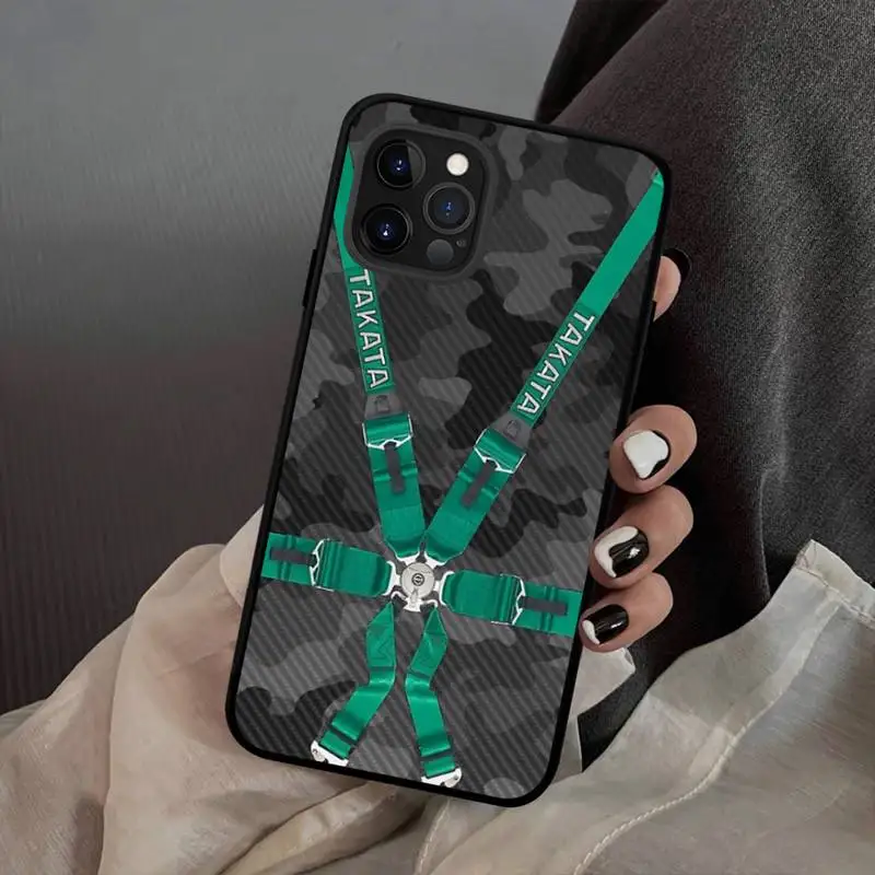 Takata Harness Carbon Camouflage Phone Case for iPhone 13 12 mini 11 pro Xs max Xr X 8 7 6 6s Plus 5s cover