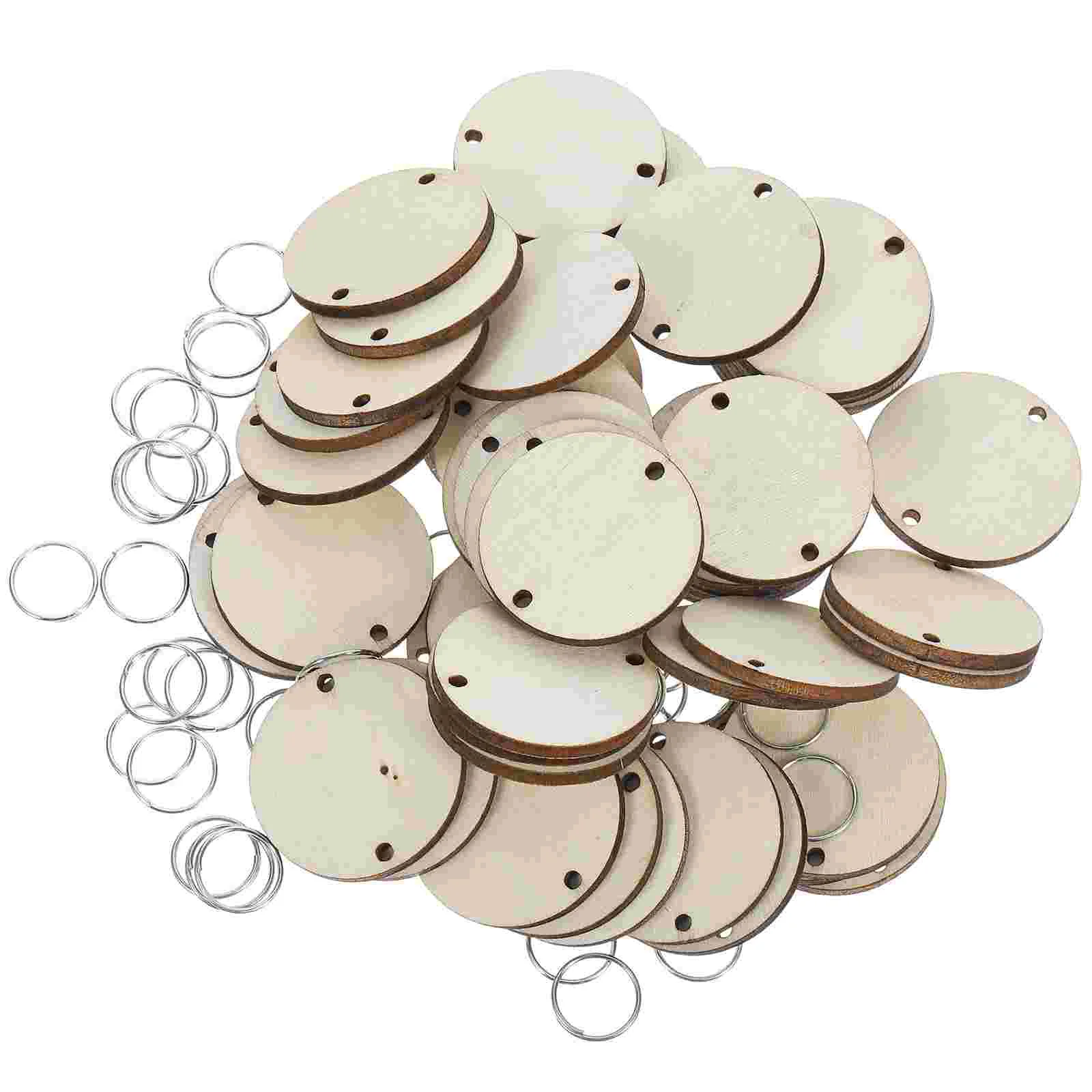 50 PC Wooden Plate Child Labels Hanging Reminder Plaque Metal Birthday Boards Discs Small DIY Chip