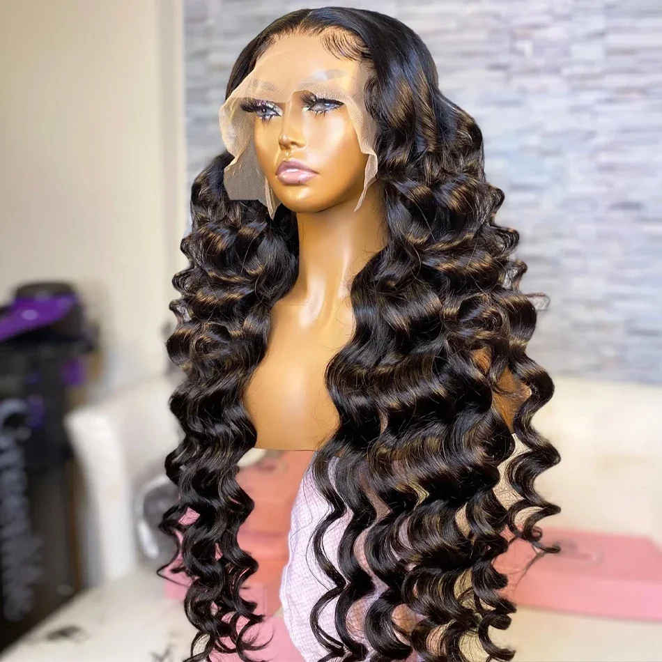 

Natural Black Deep Curly 26Inch 180% Density Long Lace Front Wig For Women With Baby Hair Heat Resistant Glueless Daily Fashion