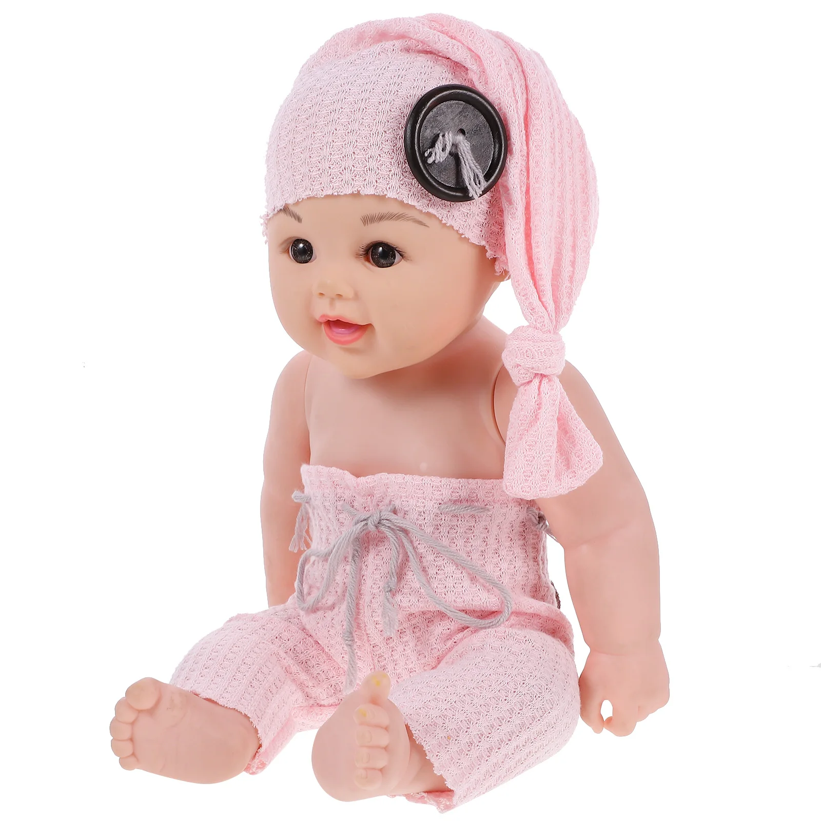

2 piece Newborn Photography Knit Pants Sky Blue Wooden Button Hat Set for Boys Girls Photo Shoot Outfits Baby Clothes newborn
