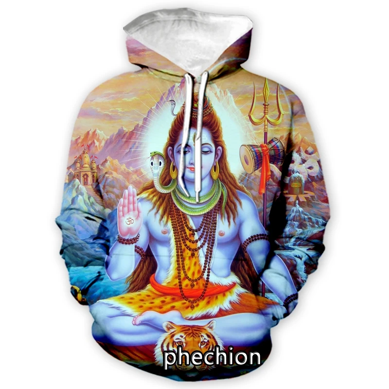 phechion New Fashion Men/Women Hinduism Shiva Graphic 3D Print Casual Sweatshirt Hoodies Streetwear Men Loose Sport Hoodies H68