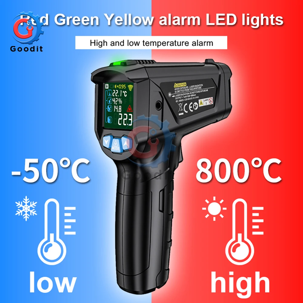 Imagem -05 - Termômetro Digital Infravermelho sem Contato Pirômetro Medidor de Temperatura Laser Sonda Termovisor c F50800 Ir02c