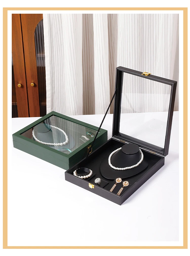 Leather Jewelry Box Luxury Necklace Earrings Storage Boxes Women Organizer Jewelry Display Stand Ring Accessory Packaging Case