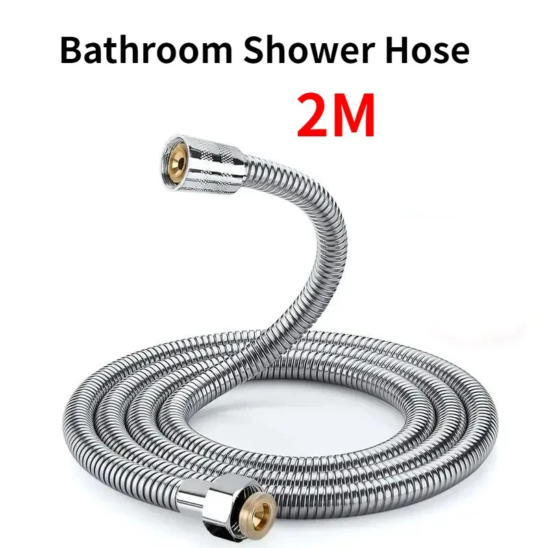 

1pc 2M Stainless Steel Hose Extension Tube Bathroom Shower Tube Extension Tube Water Pipe Draw Tube Bathroom Accessories