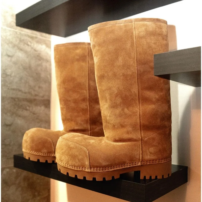 

Fashion Winter Cotton Boots Brand Cold-proof Warm Plus Velvet Thick Bottom Cotton Shoes Daily Versatile Fat Head High Snow Boots