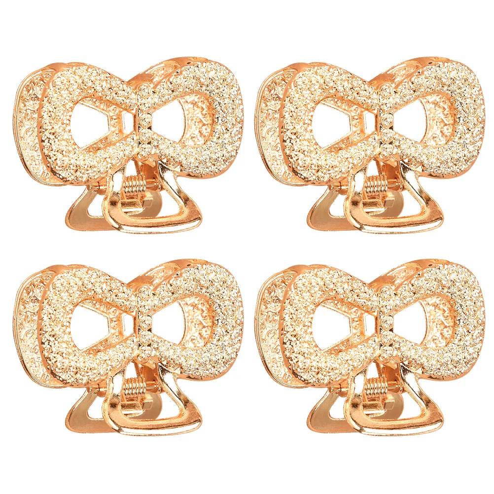 4 Stück Haarklammern aus Metall, klassische Schleifenform, starke, rutschfeste Haarklammer für Styling, Schneiden, Dusche, langlebig, modische Haarkrabbe